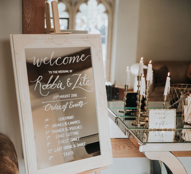 Mirror Order of the Day wedding sign 