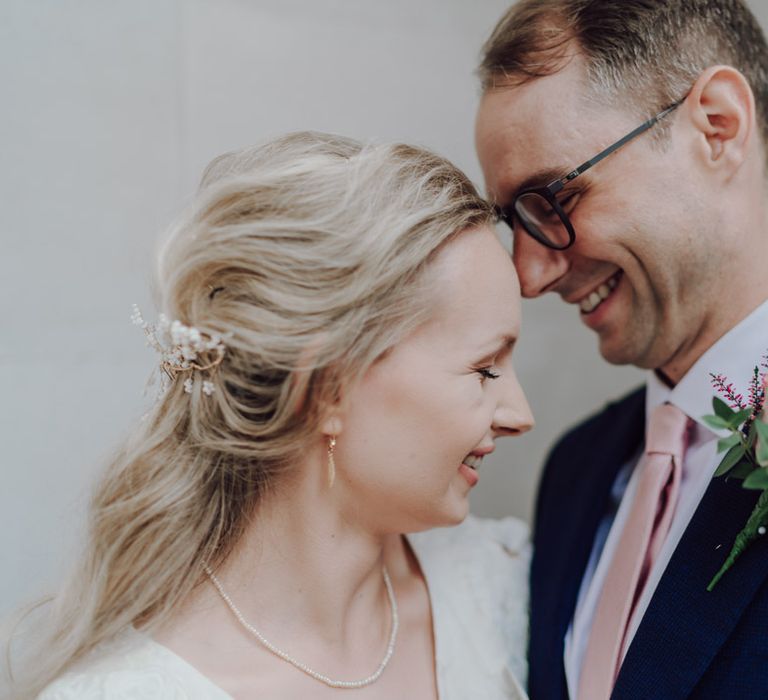 Bride and groom at intimate London wedding