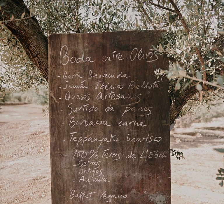 Buffet wedding food sign