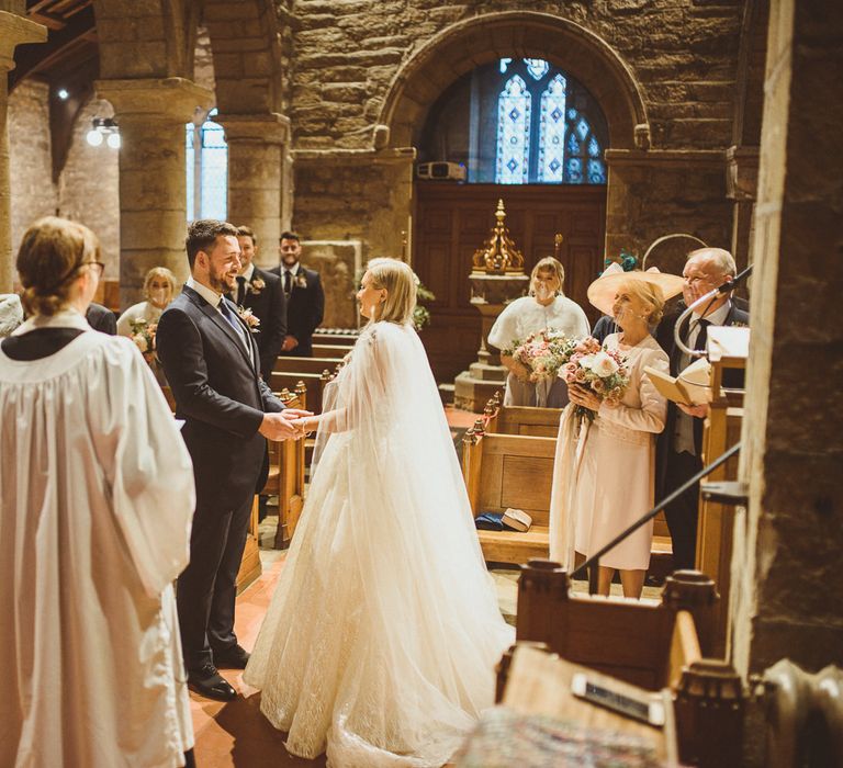 Intimate church wedding ceremony 