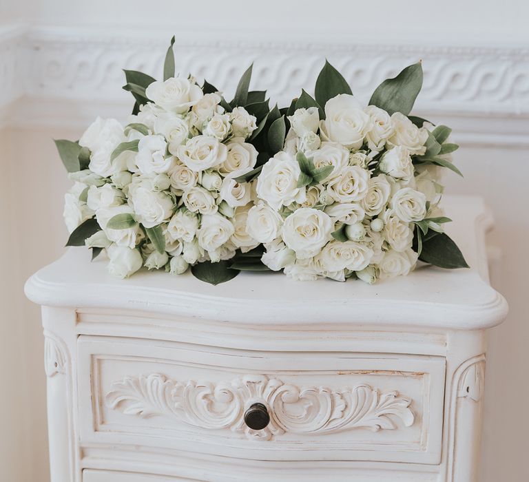 White rose wedding bouquet for classic country house wedding 