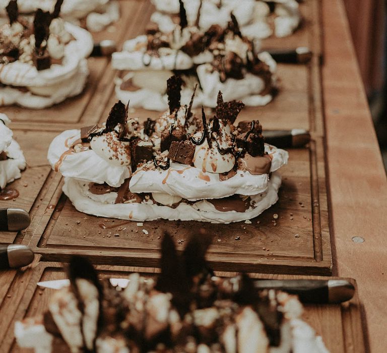 Salted caramel brownie pavlovas for dessert