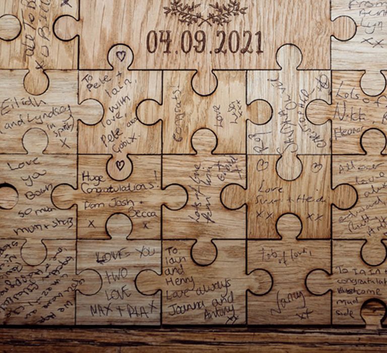 Wooden puzzle alternative wedding guest book idea 