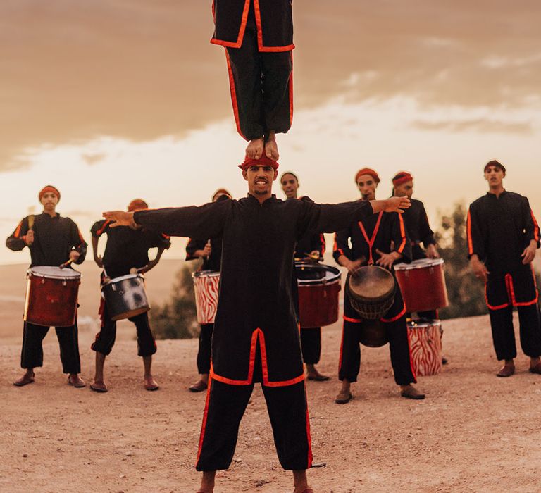 Acrobatic performance by wedding entertainment 