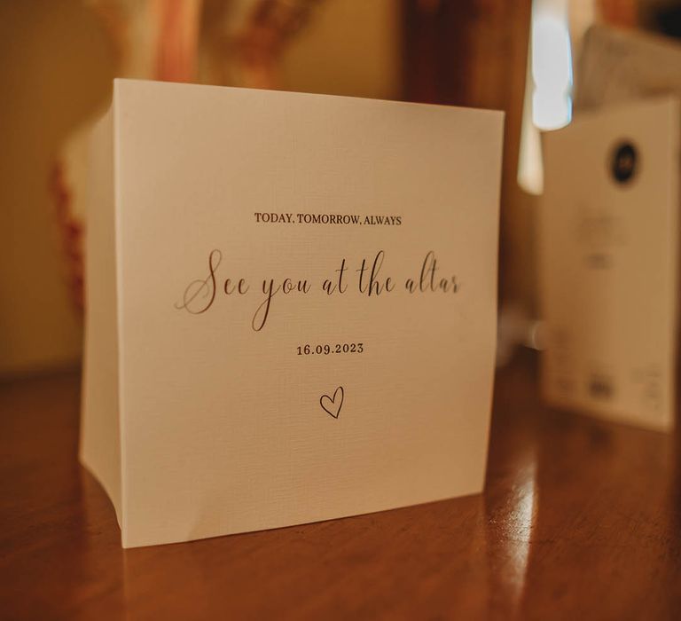 Personal letter written to the bride on the wedding morning from the groom 