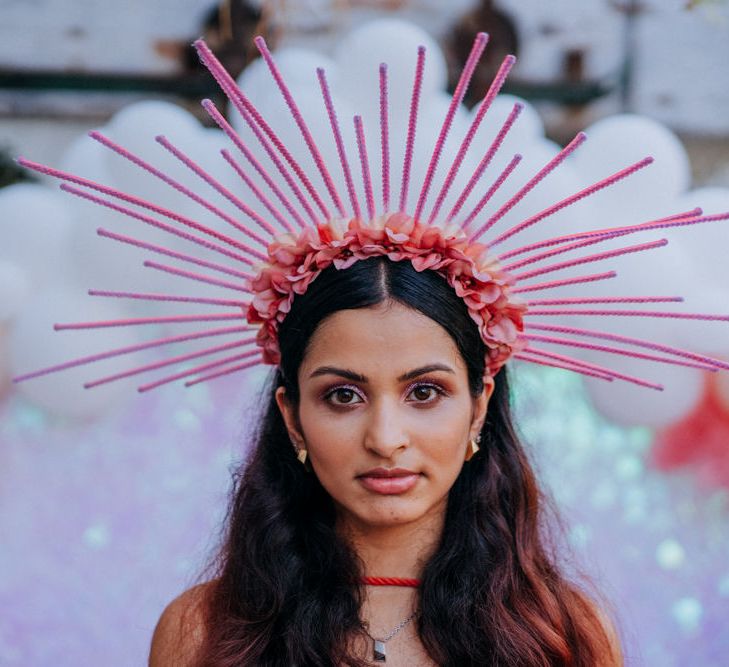 bright pink bridal crown 