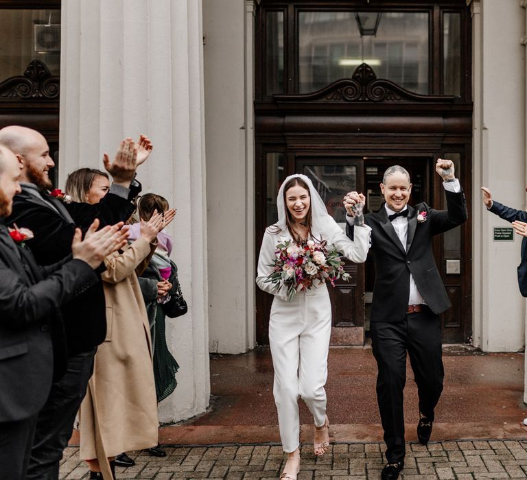 Bride and groom just married at Brighton micro wedding 