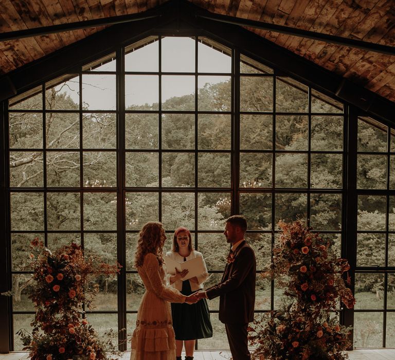 Celebrant lead wedding ceremony at The Hidden River Cabins 