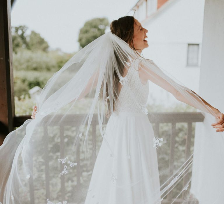 Personalised embroidered wedding veil