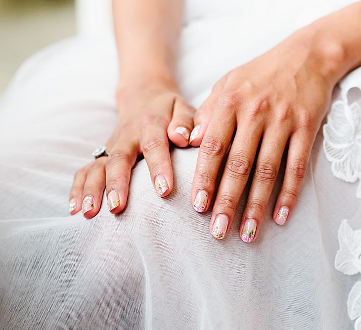 Floral wedding nail art 