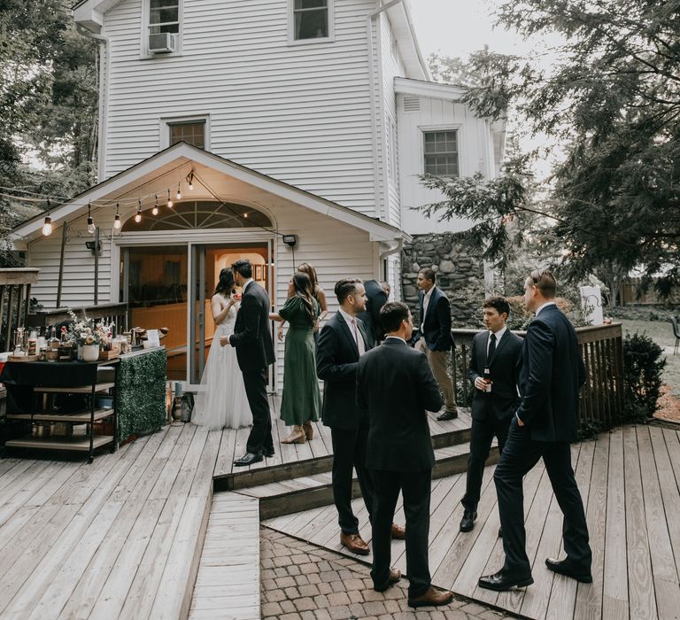 Wedding guests in New York elopement during reception