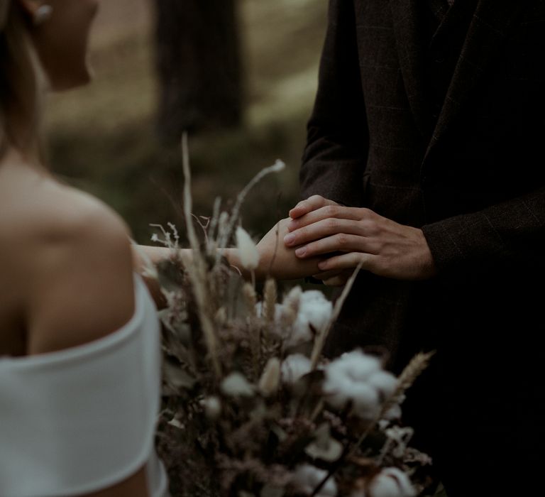 Bride & groom during handfasting ceremony