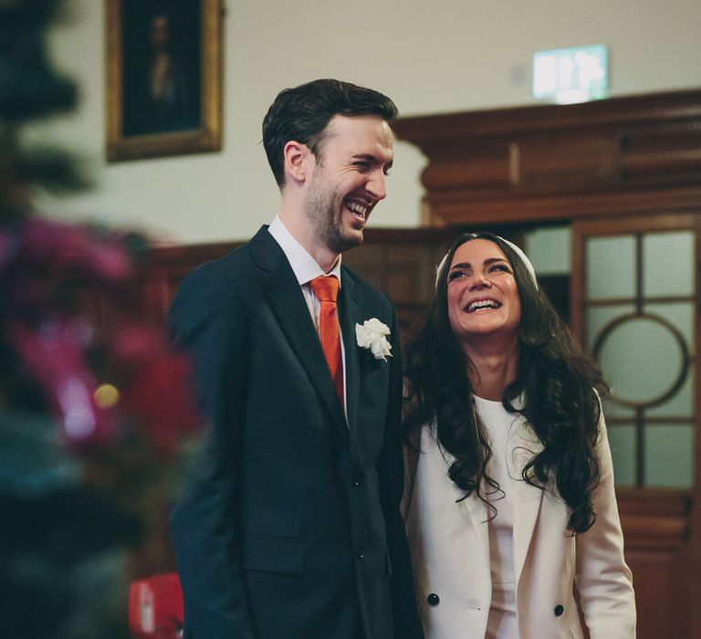 Bride and groom getting married in bath