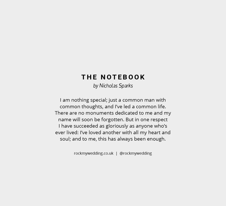 The Notebooks by Nicholas Sparks | Wedding readings from books