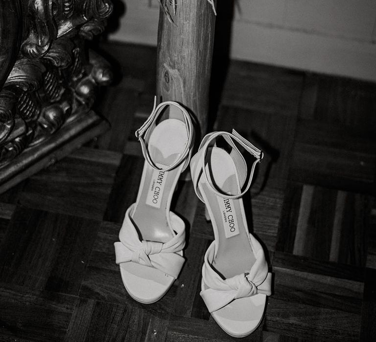 White Jimmy Choo peep toe wedding shoes for modern chic wedding 