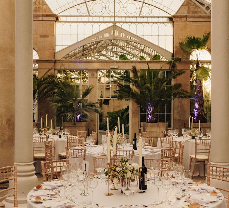 Romantic and classic wedding tablescape at Syon Park 