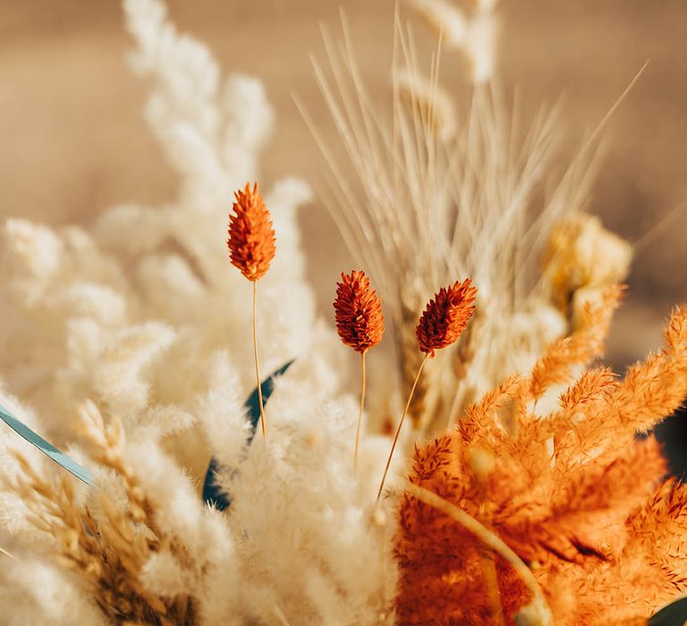 Dried wedding flower decor for the boho destination wedding 