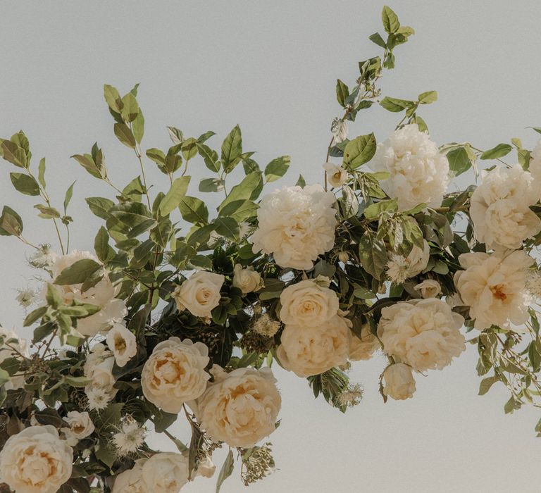 All white flower arch 