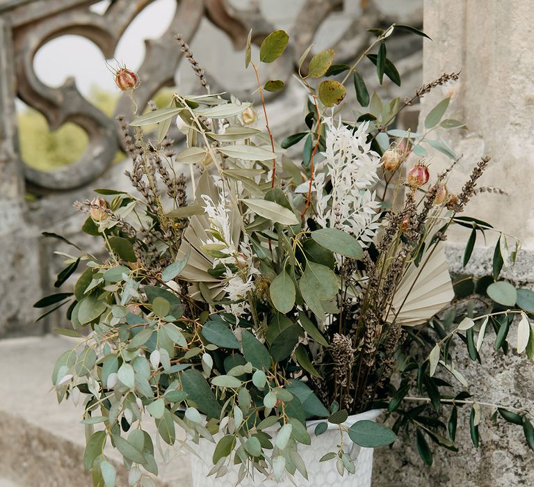 Traditional green foliage and fauna for classic wedding 