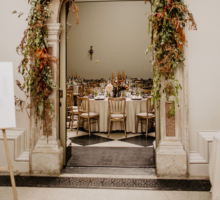 Wedding breakfast at Hampton Court House in London 