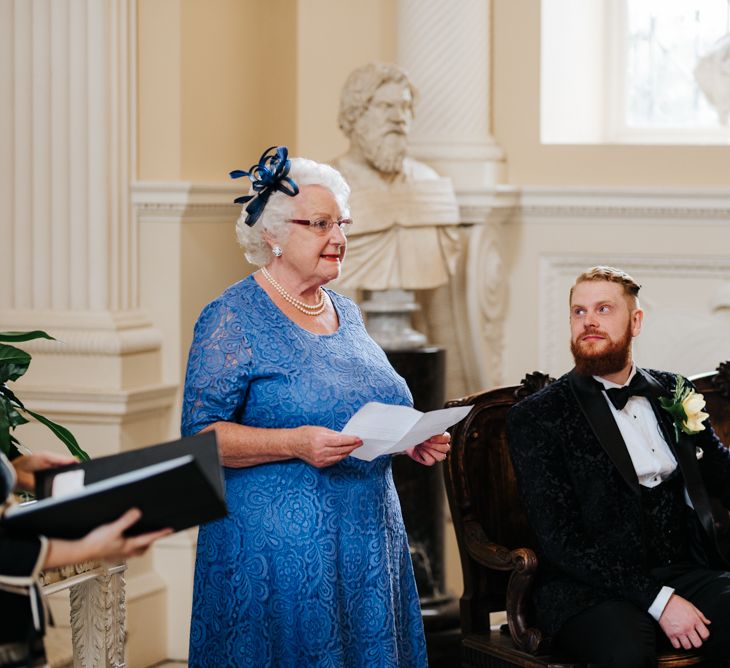 Nan giving a wedding reading at Syon Park civil ceremony