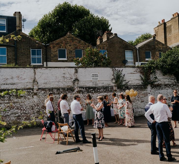 Car park socially distanced wedding reception 