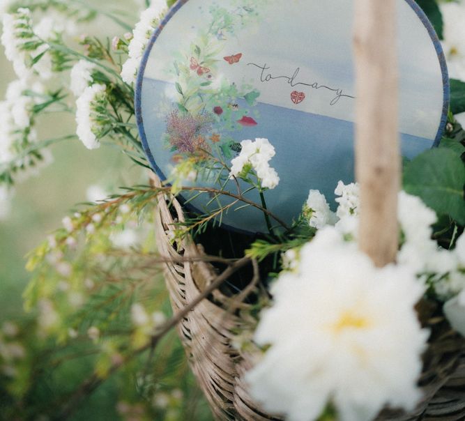 Embroidered hoop wedding fan 