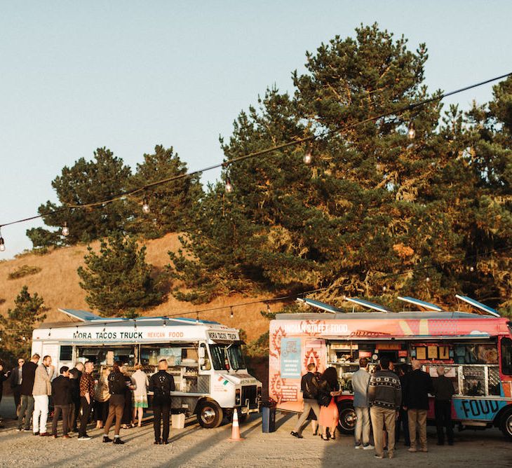 street food trucks at greenhouse wedding 