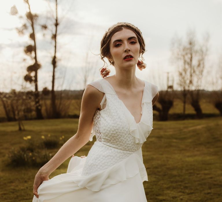 Ruffle detail wedding dress for boho bride