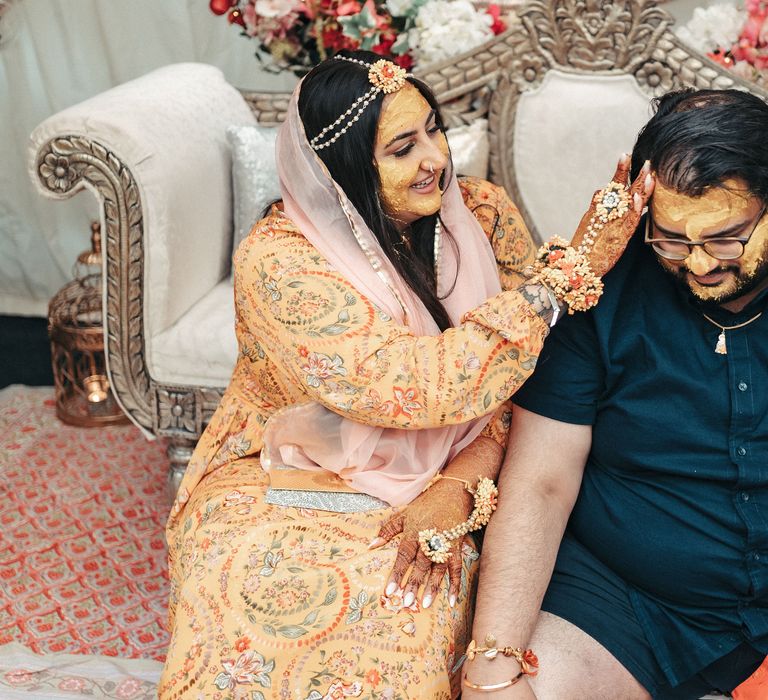 Bride & groom during Haldi ceremony