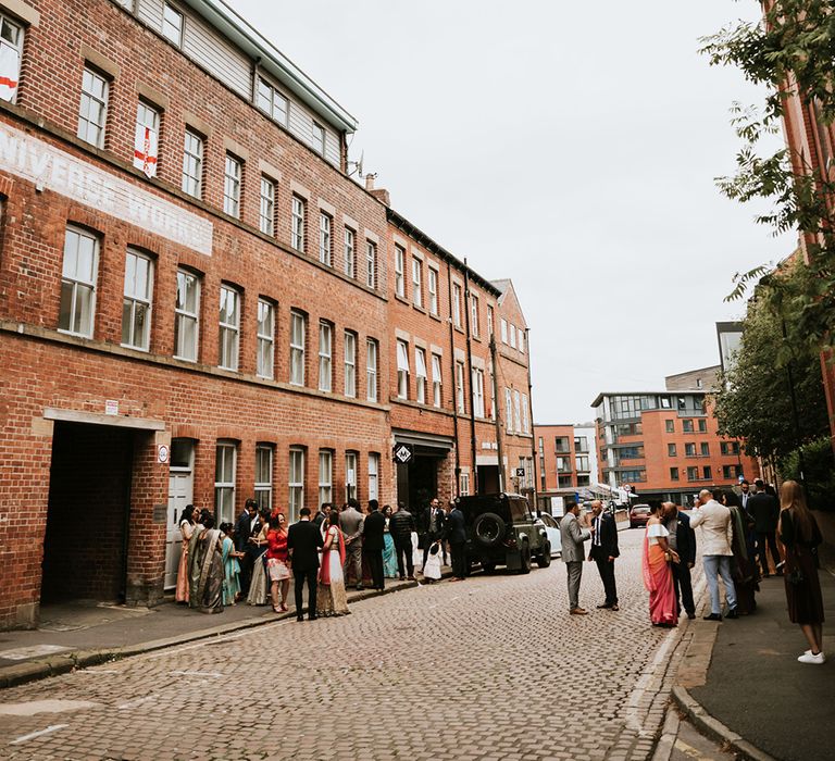 The outside of an industrial wedding venue in Sheffield.