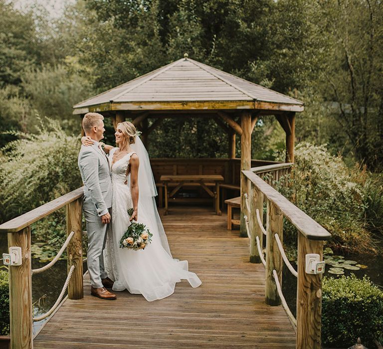 Bride and groom at Chycara wedding venue in Cornwall