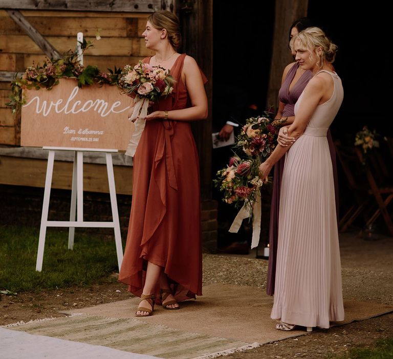 Bridesmaids await bride's arrival at White Pond Farm