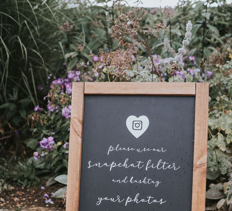 Chalk board notice board encouraging interaction on social media 