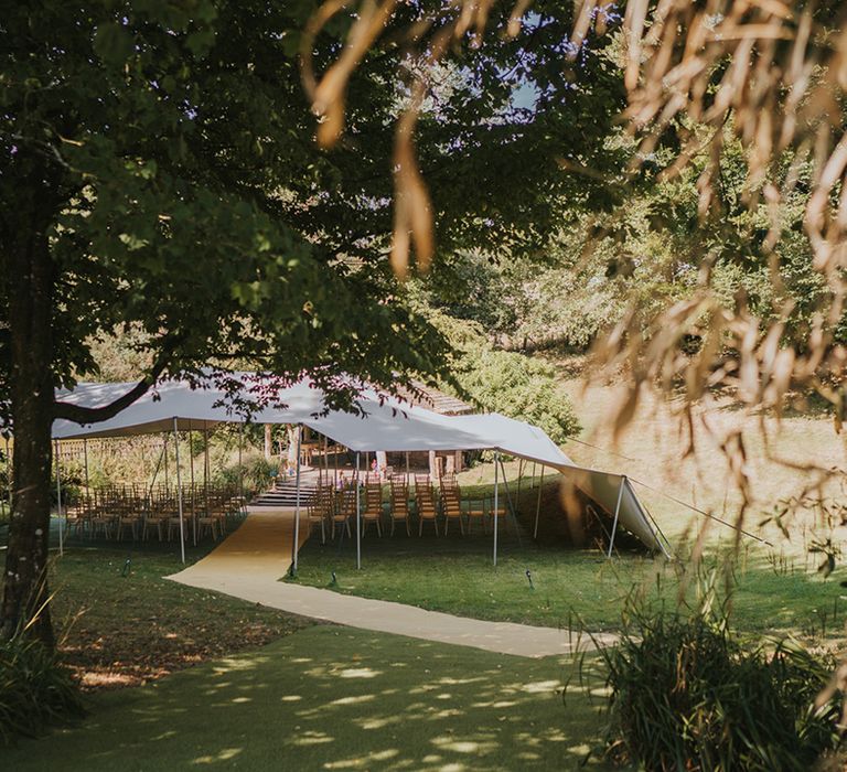 Stretch tent at Deer's Leap Retreat wedding venue in Devon