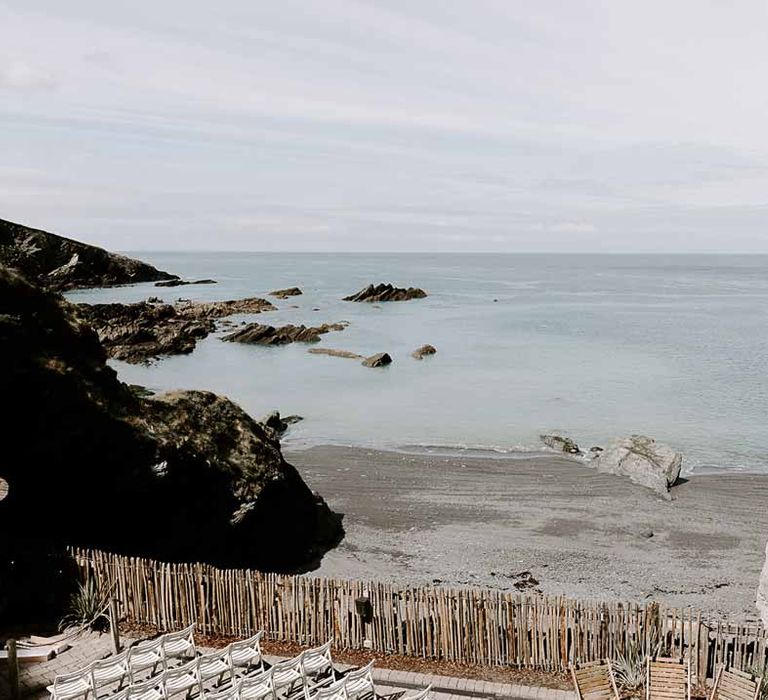 Wide shot of Tunnels Beaches coastal wedding venue in Devon 