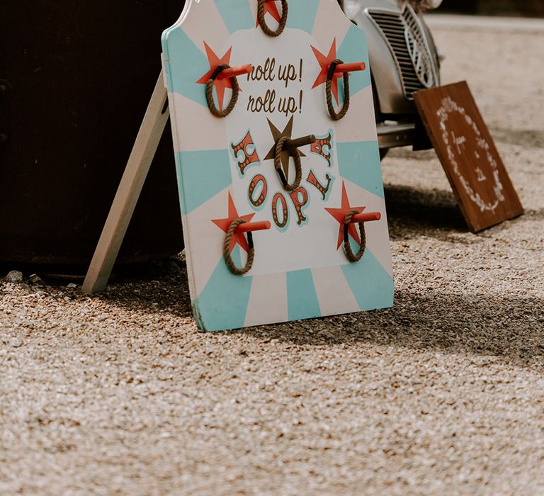 Hoopla fairground game at wedding for guests to play 