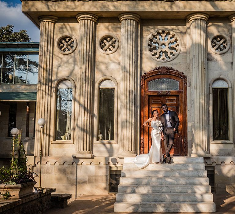 Shepstone Gardens wedding in South Africa with bride and groom standing side by side 