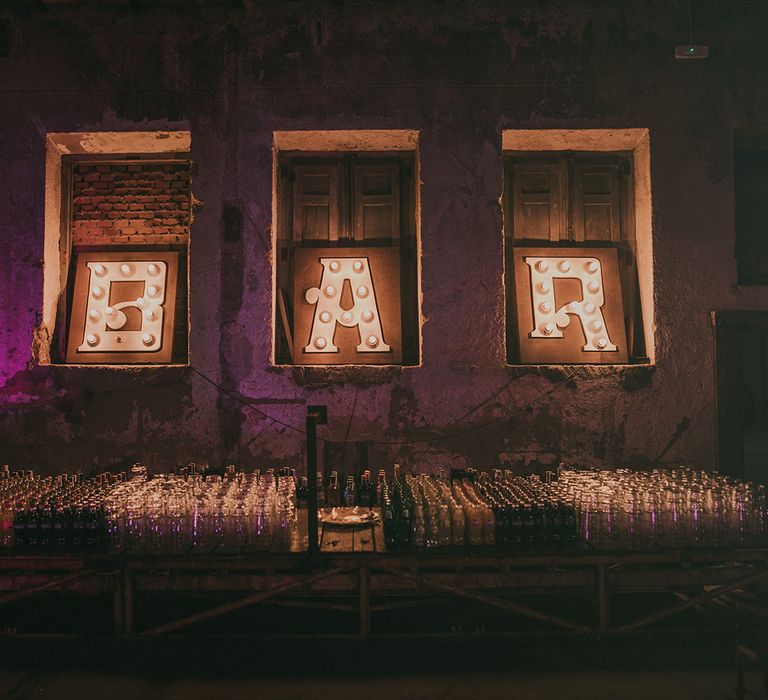 bar with light up letters 