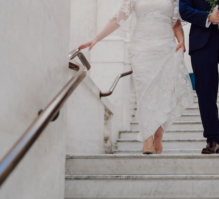 Bride and groom at intimate London wedding