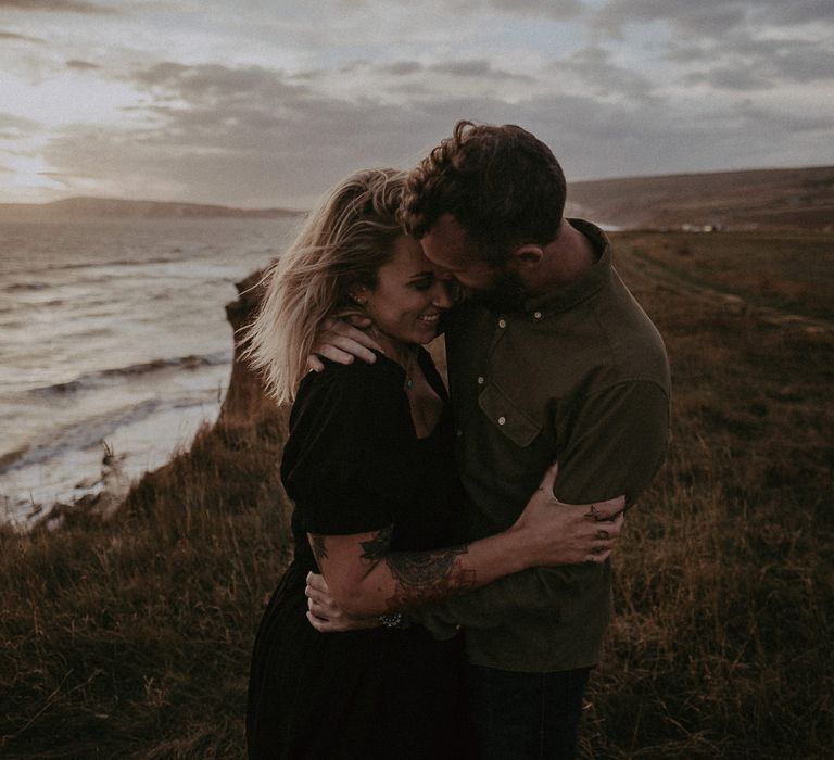 Bride and groom coastal portraits by Jason Mark Harris 