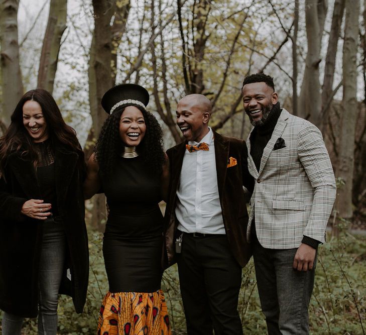 Intimate Lobola ceremony with guest portraits in the woods 