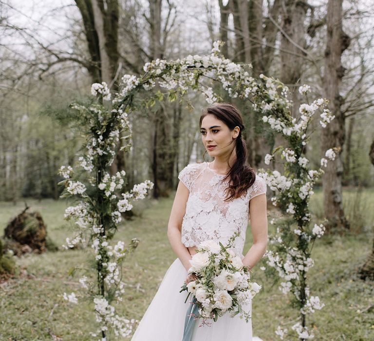 Rustic romantic flower arch at Chateau de la Ruche