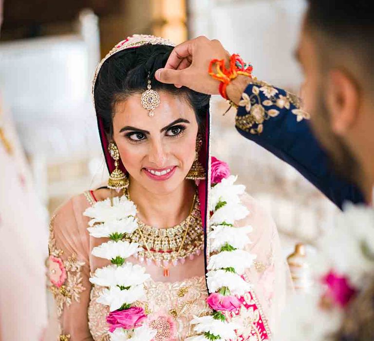 Beautiful bride at Hindu fusion wedding