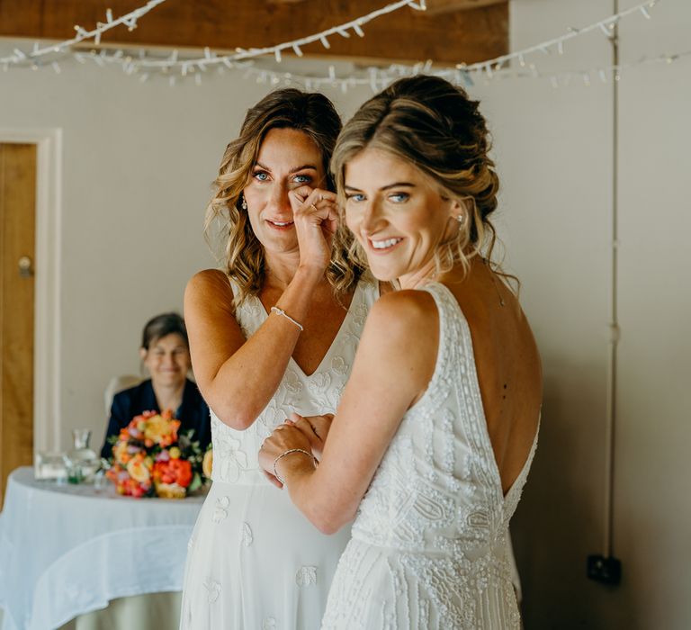 Bride becomes emotional during wedding ceremony