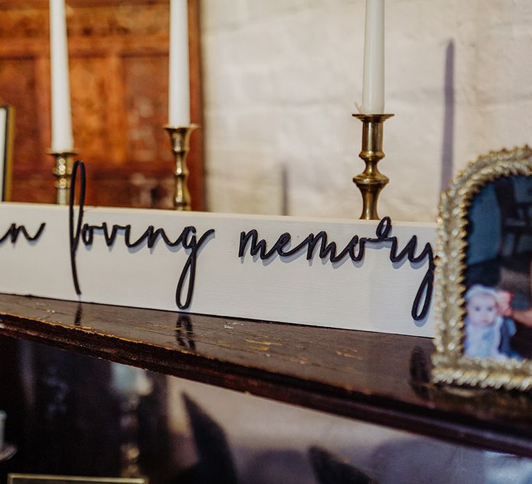 Wedding decor of family photos 