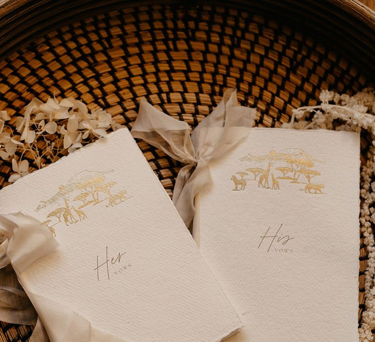 His and hers wedding vow booklets for the wedding ceremony 