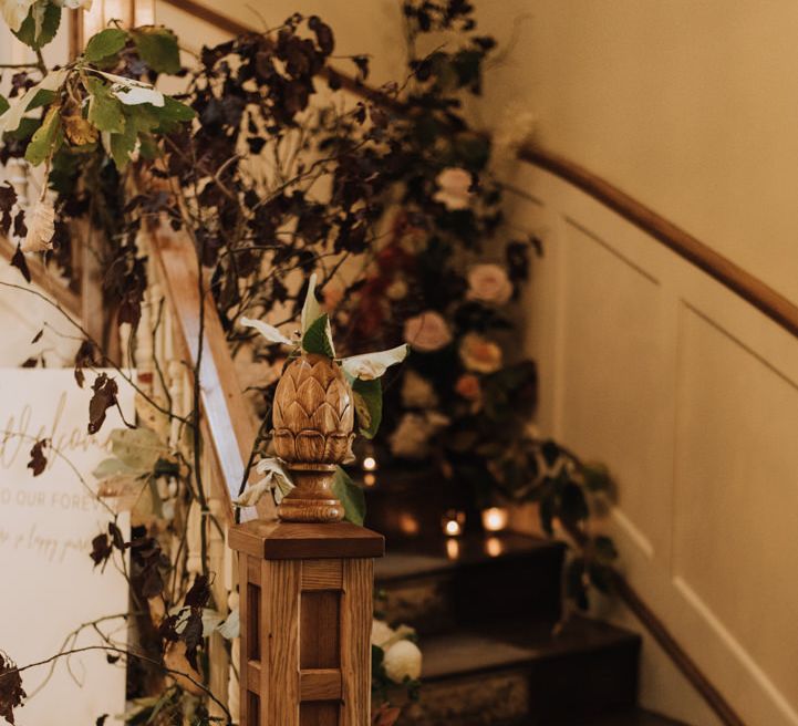 Autumnal flower bannister stair display by Floral Sistas