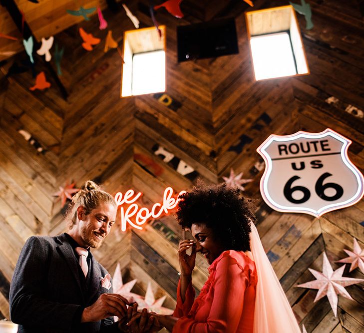 Eclectic wedding ceremony at Canary Shed 