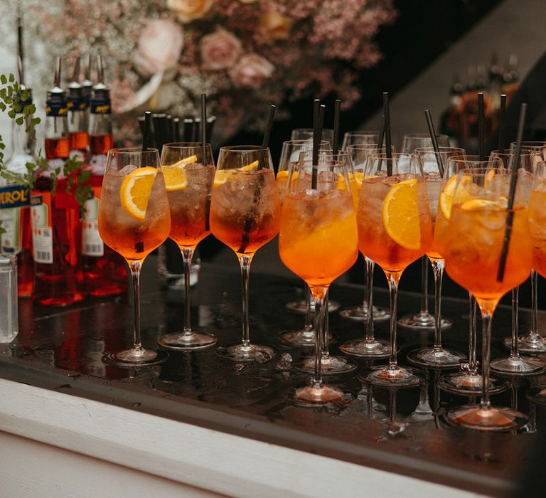 Aperol Spritz wedding cocktails for guests to drink 